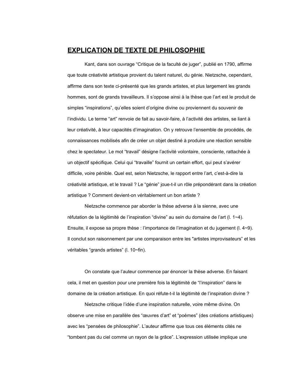 Prévisualisation du document EXPLICATION DE TEXTE de Nietzsche et le génie