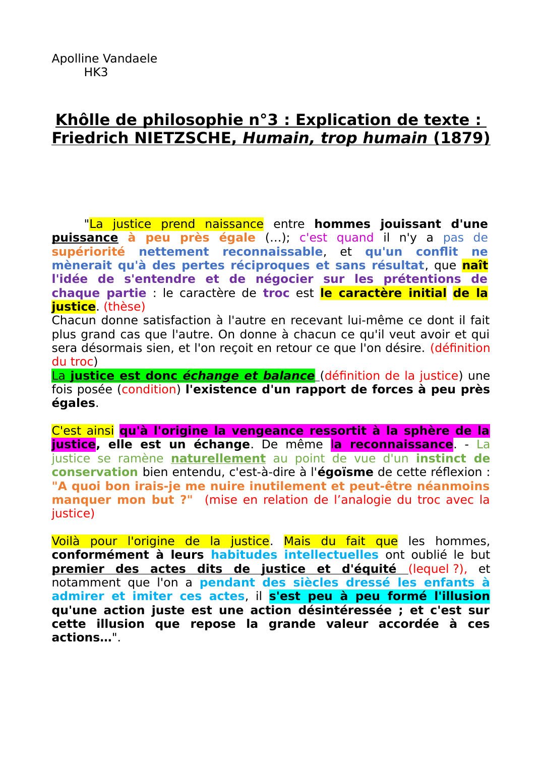 Prévisualisation du document Explication de texte : Friedrich NIETZSCHE, Humain, trop humain (1879)