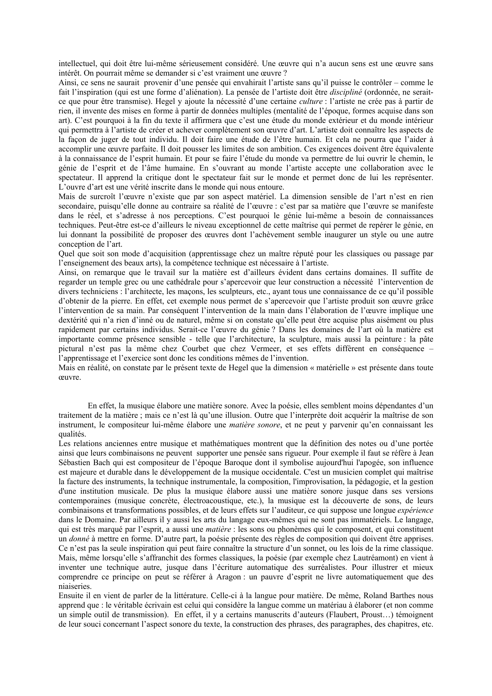 Prévisualisation du document Explication de Texte : Hegel, Introduction à l'esthétique.