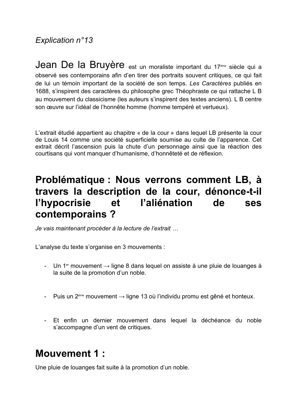 Prévisualisation du document explication de texte La Bruyère "de la cour"