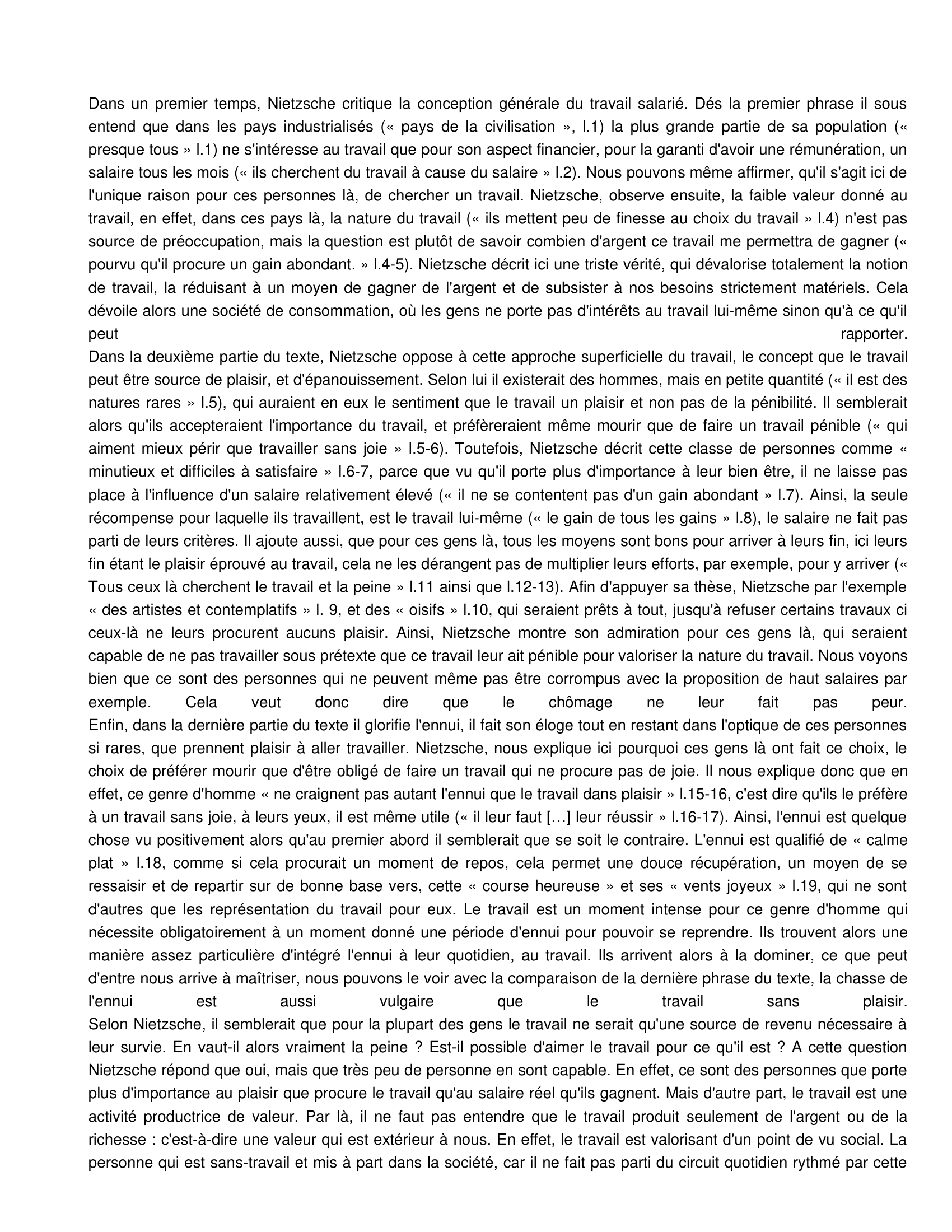 Prévisualisation du document Explication de texte ( Le plaisir du travail Nietzsche)