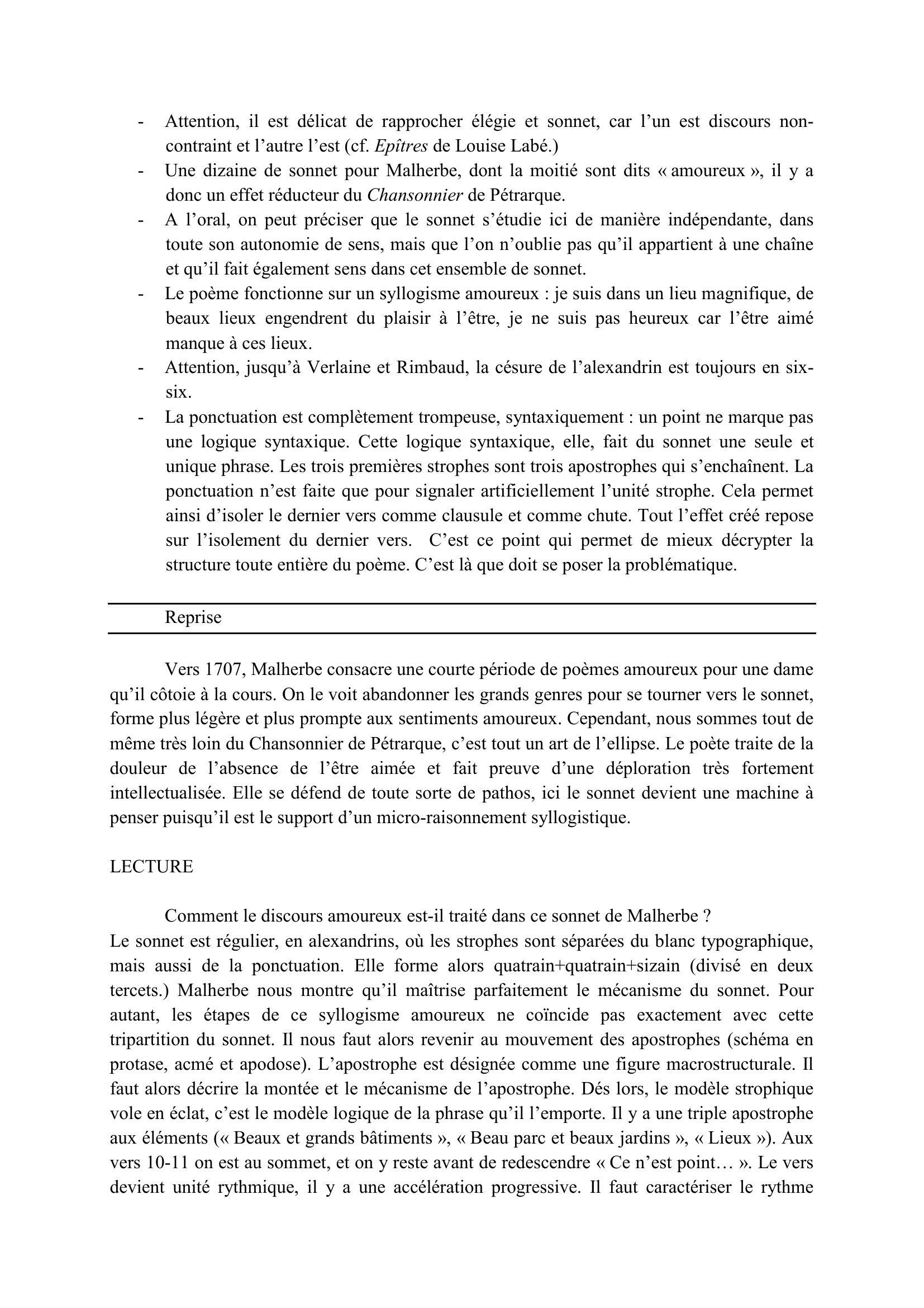 Prévisualisation du document Explication de texte. Malherbe, Sonnet