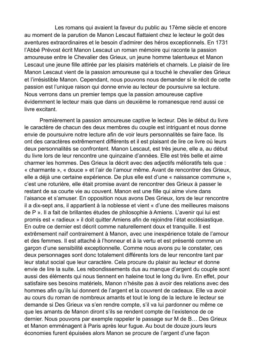 Prévisualisation du document Explication de texte manon lescaut