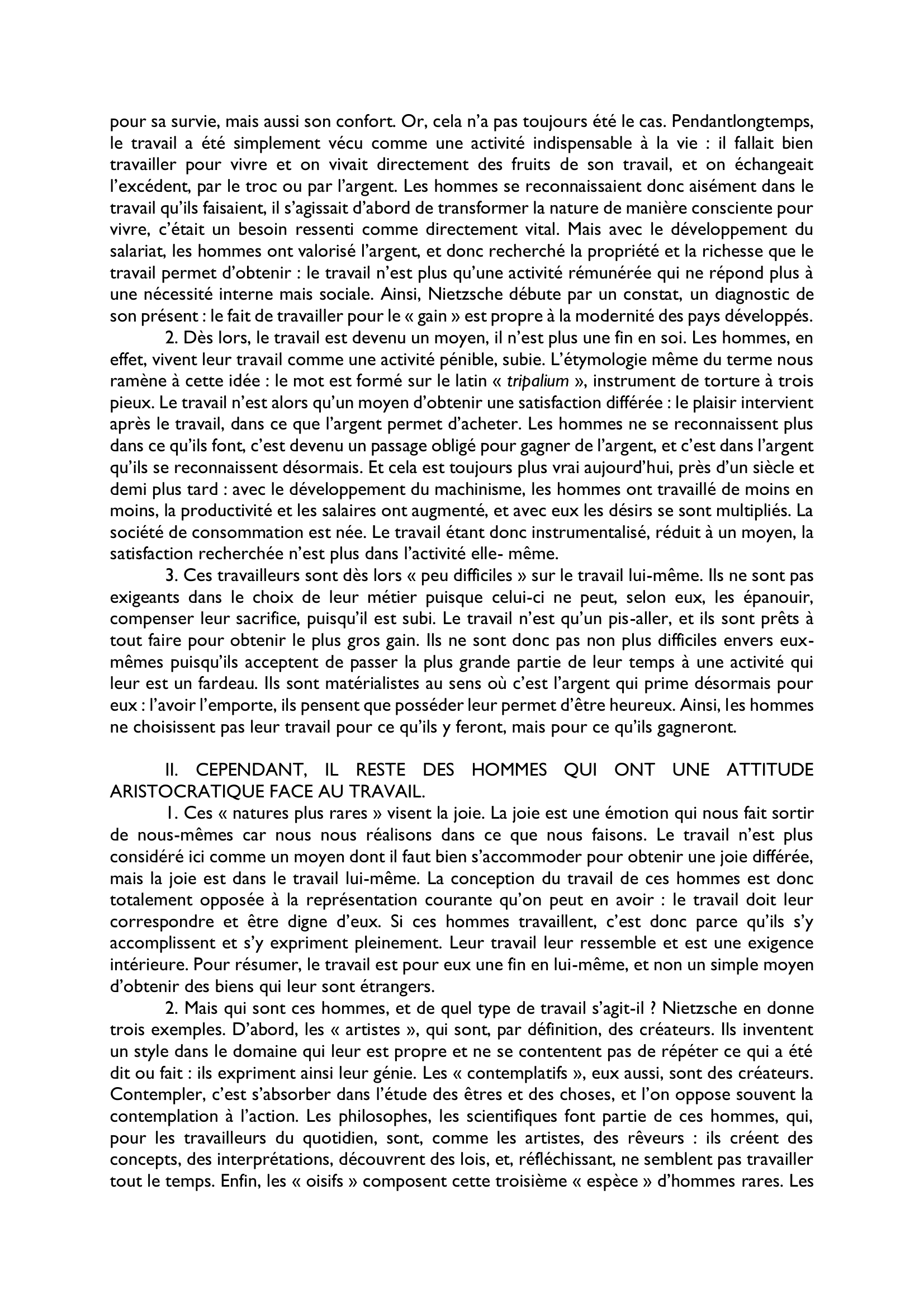 Prévisualisation du document Explication de texte: Nietzsche et le travail