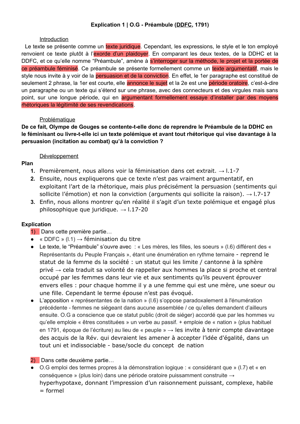 Prévisualisation du document Explication de texte - Olympes de Gouges Préambule