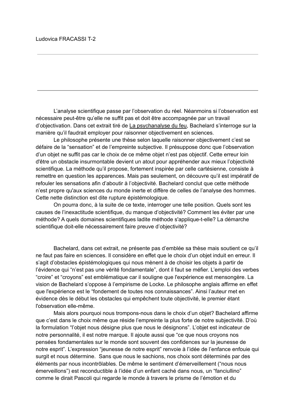 Prévisualisation du document Explication de texte philosophique extrait tiré de La psychanalyse du feu, Bachelard