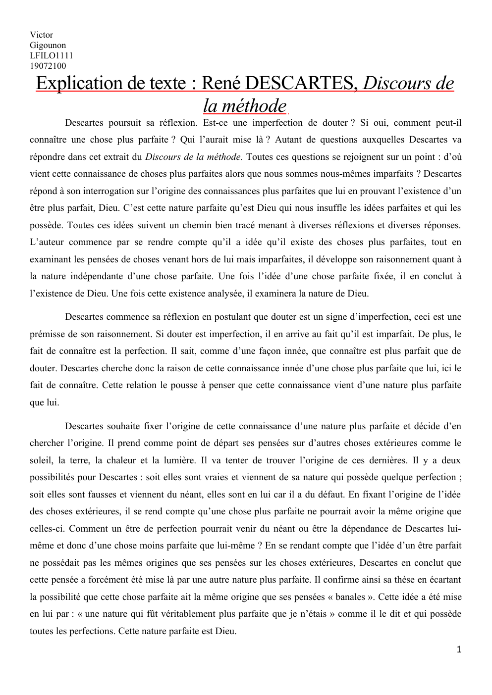 Prévisualisation du document Explication de texte : René DESCARTES, Discours de la méthode