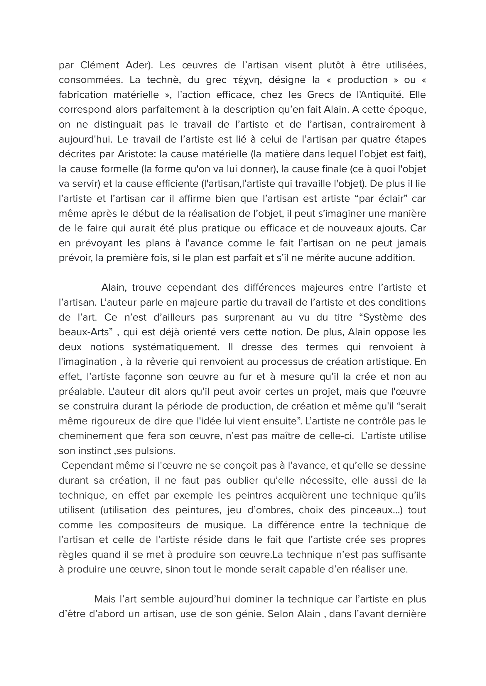 Prévisualisation du document Explication de texte: “Système des beaux-arts” , Alain