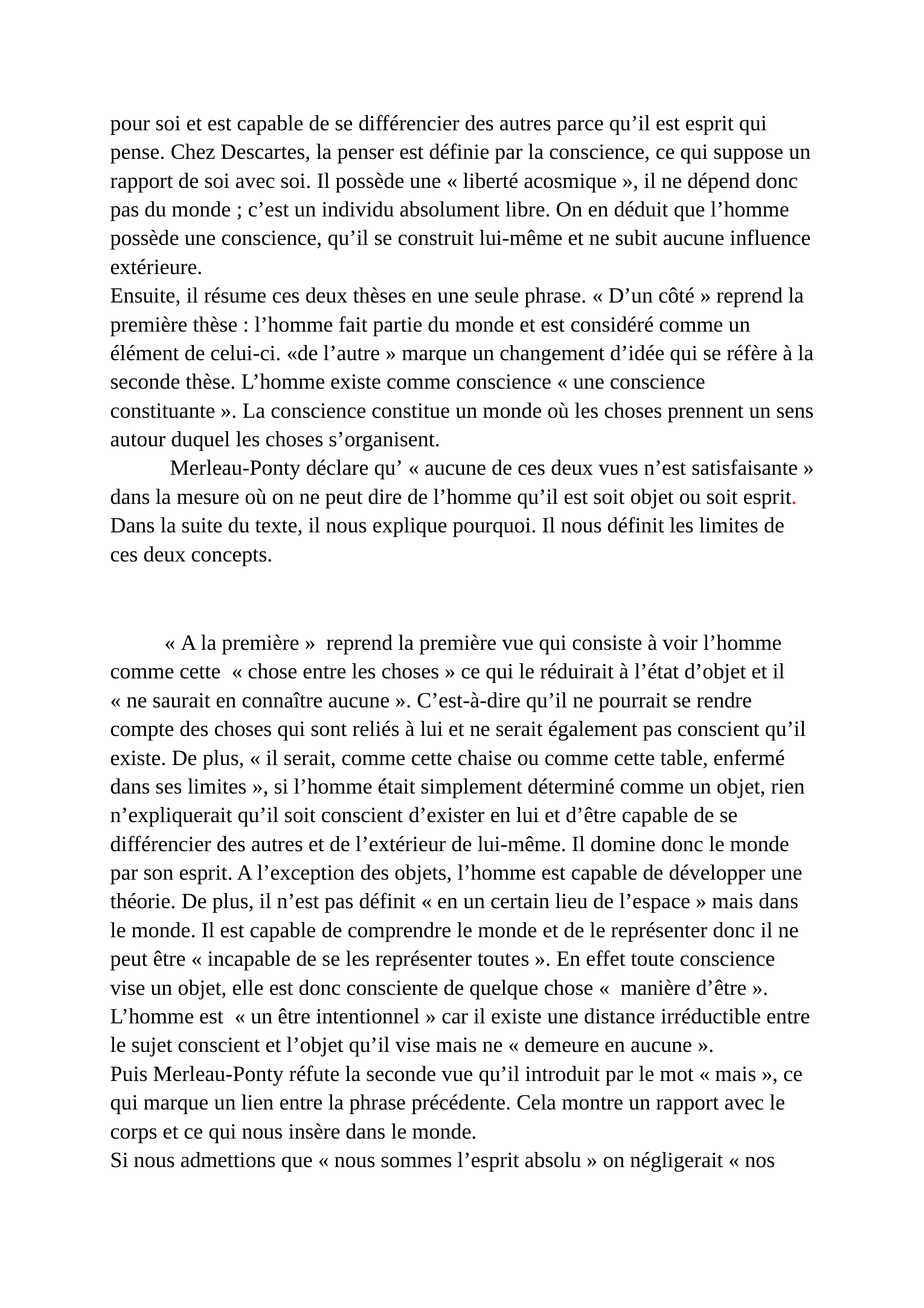 Prévisualisation du document Explication du texte de Merleau