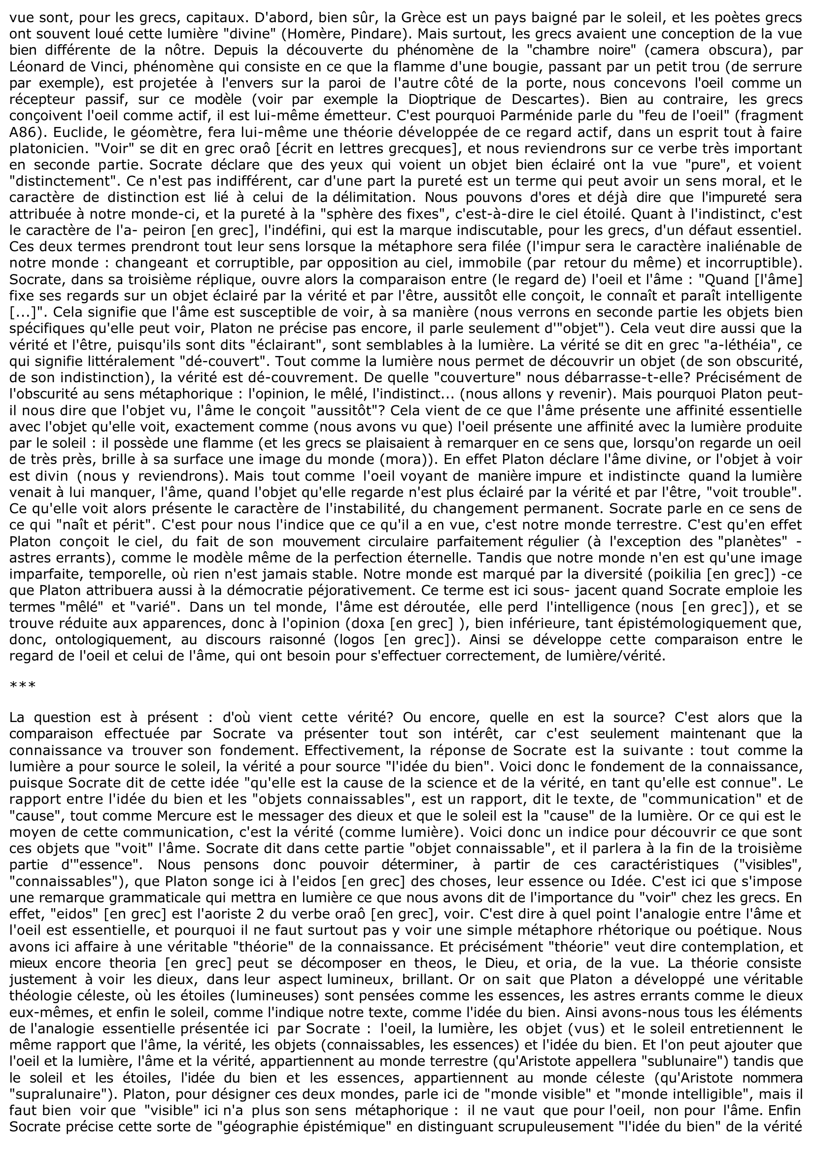 Prévisualisation du document Explication du texte de Platon, extrait de La république, livre VI