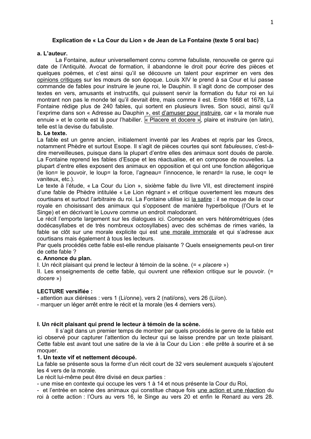 Prévisualisation du document explication fable "La Cour du Lion" La Fontaine