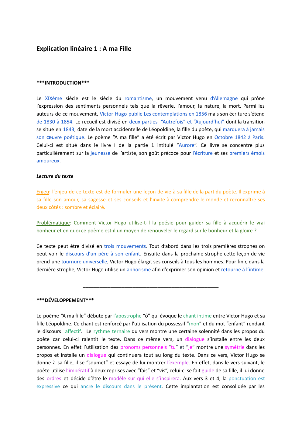 Prévisualisation du document Explication linéaire 1 : A ma Fille