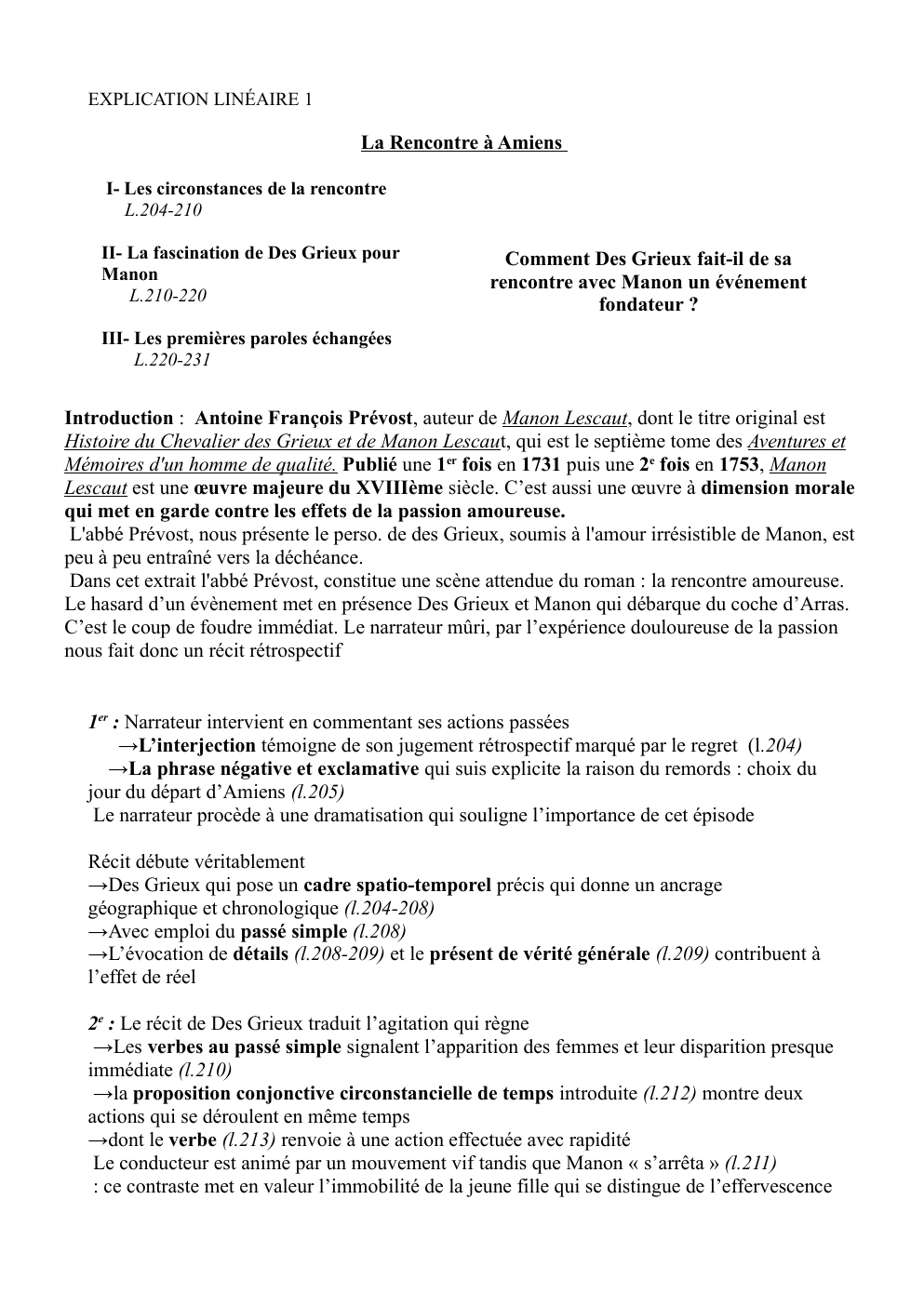 Prévisualisation du document EXPLICATION LINÉAIRE 1  La Rencontre à Amiens