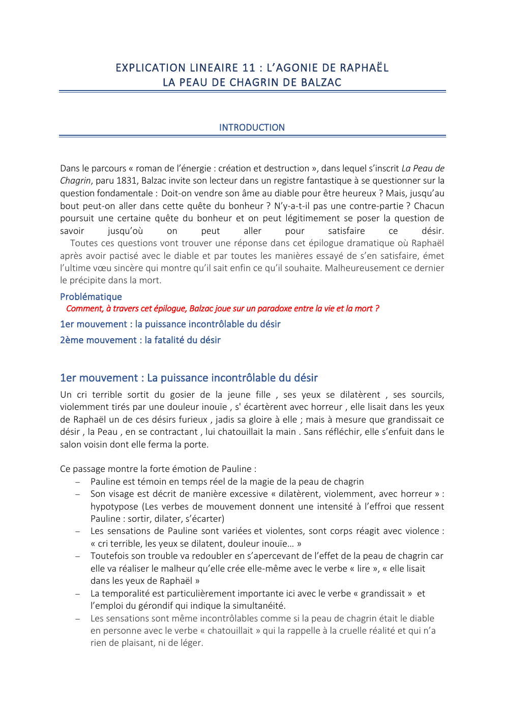 Prévisualisation du document EXPLICATION LINEAIRE 11 : L’AGONIE DE RAPHAËL LA PEAU DE CHAGRIN DE BALZAC