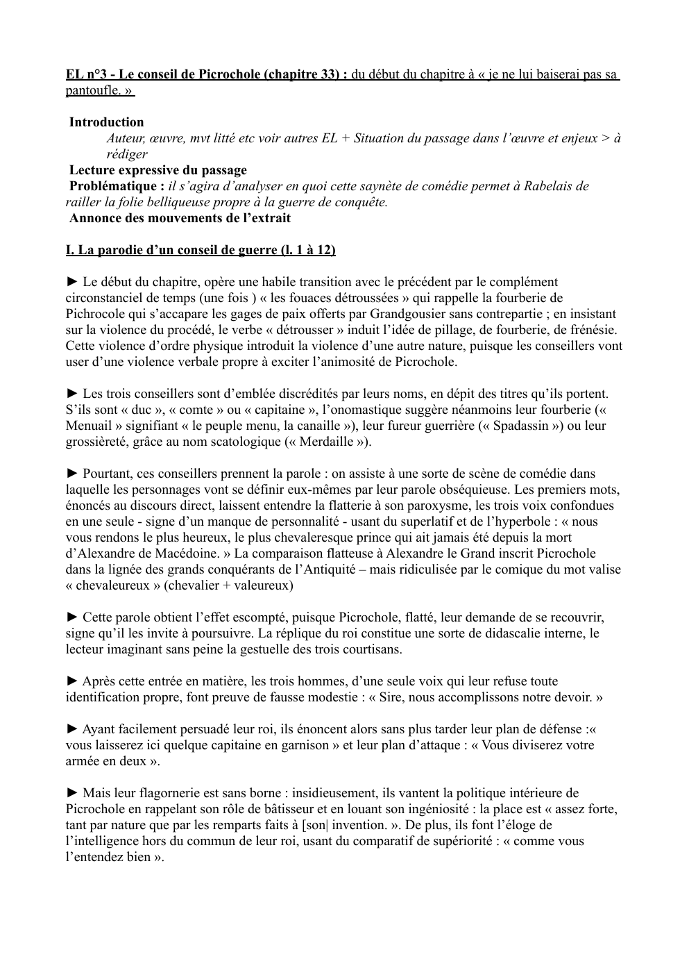 Prévisualisation du document Explication Linéaire Conseil de Picrochole (Gargantua, chapitre 33)