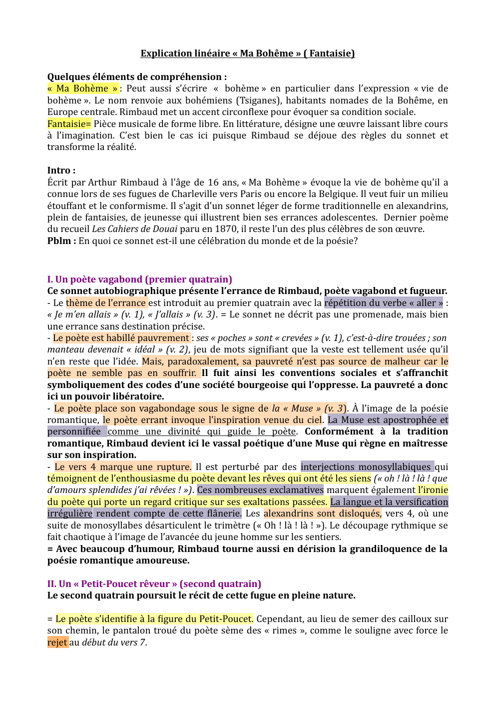 Prévisualisation du document Explication linéaire « Ma Bohême » ( Fantaisie)