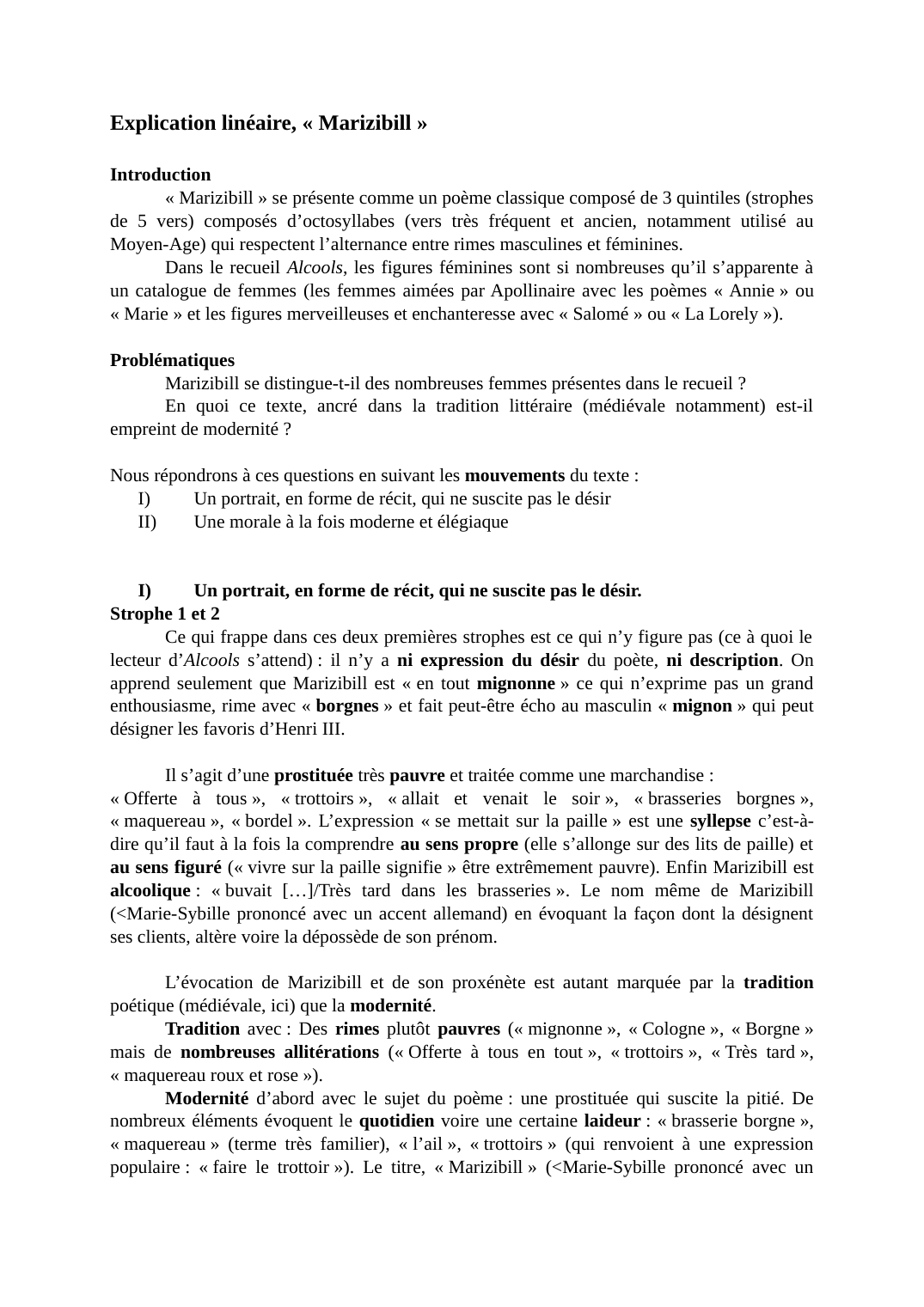 Prévisualisation du document Explication linéaire, «Marizibill»
