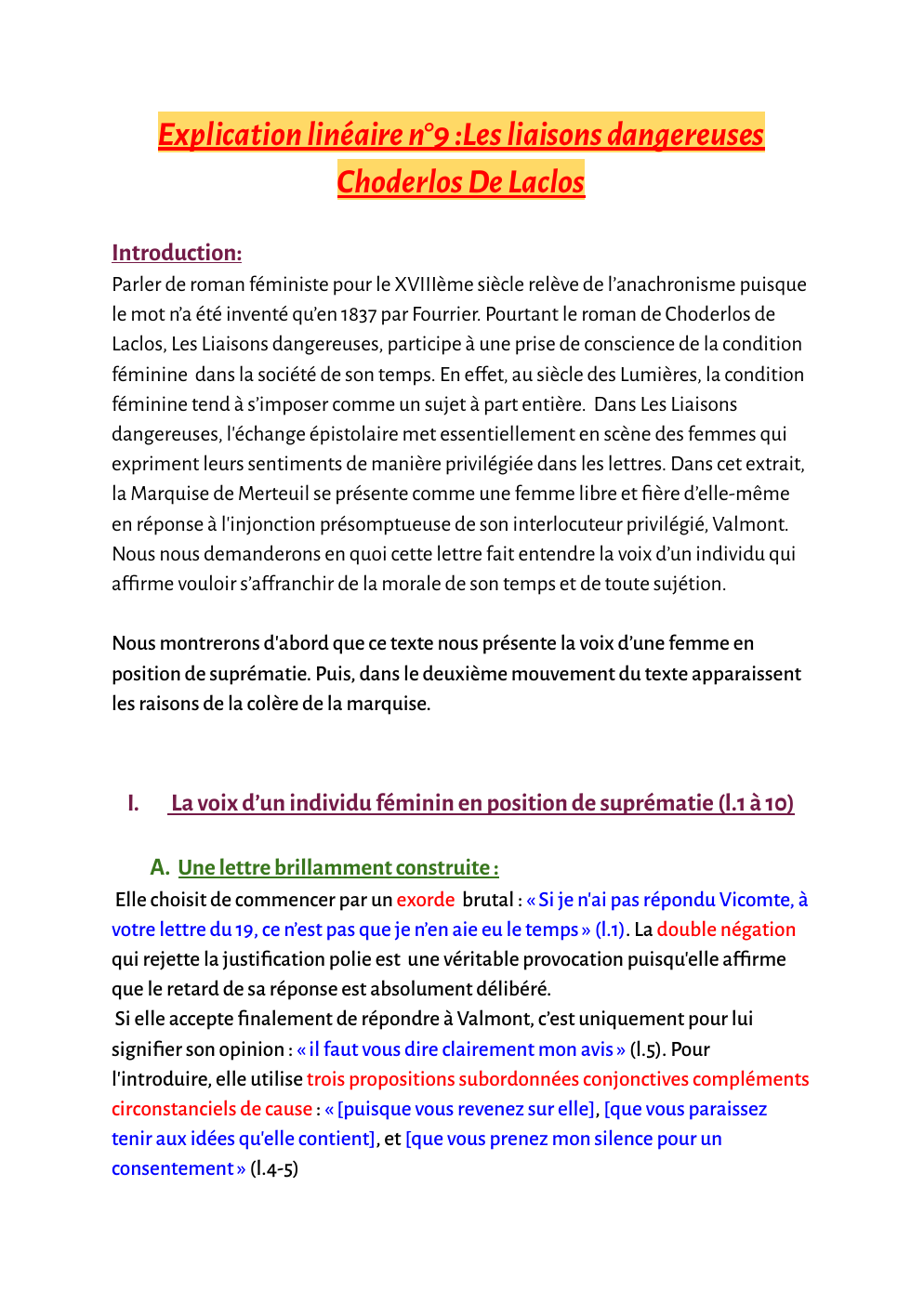 Prévisualisation du document Explication linéaire n°9 :Les liaisons dangereuses Choderlos De Laclos