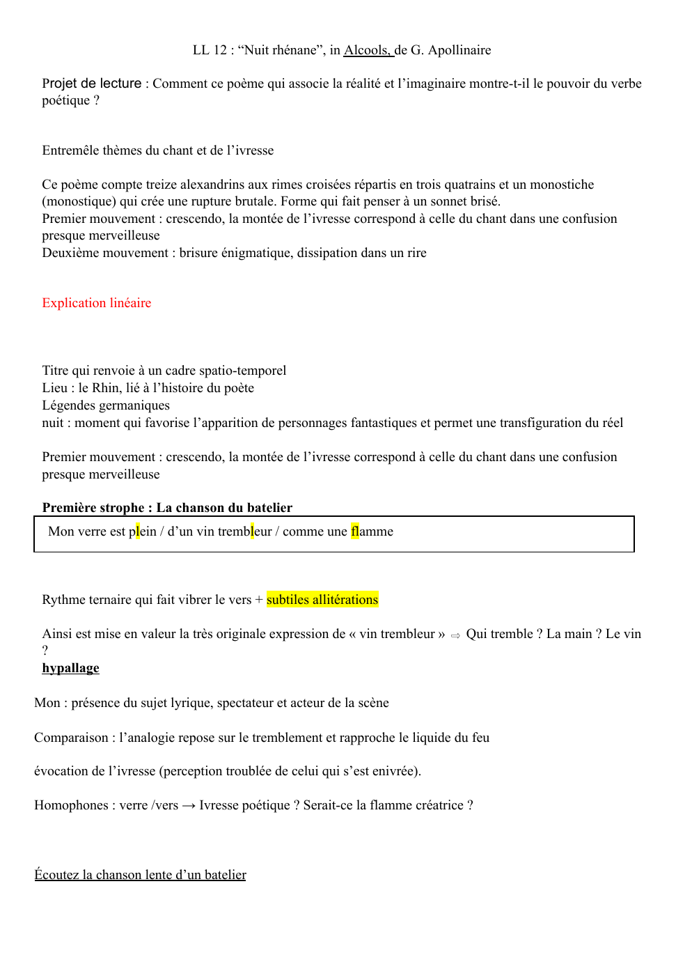 Prévisualisation du document Explication linéaire "Nuit rhénane" (bac de français)