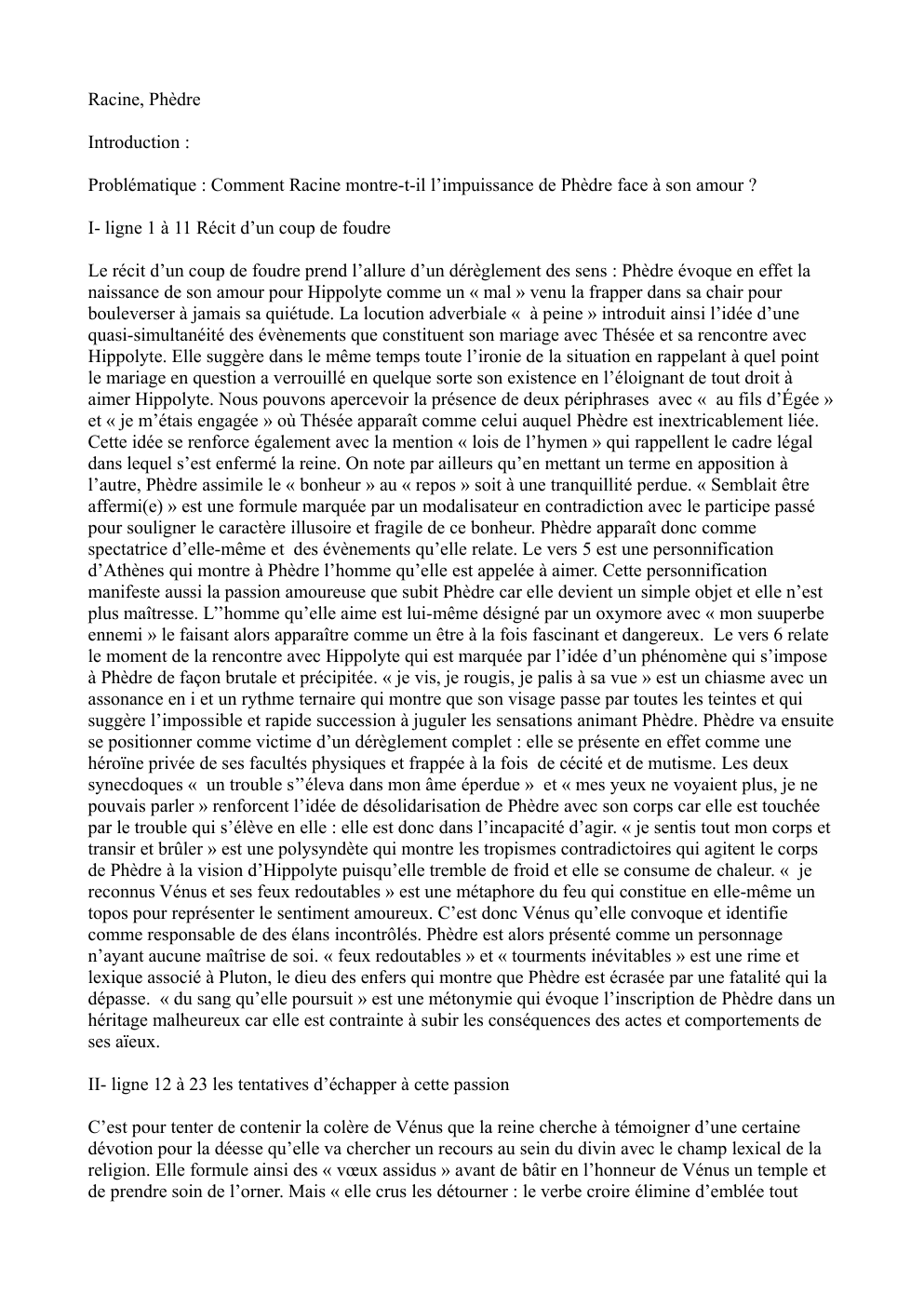 Prévisualisation du document explication linéaire Phèdre