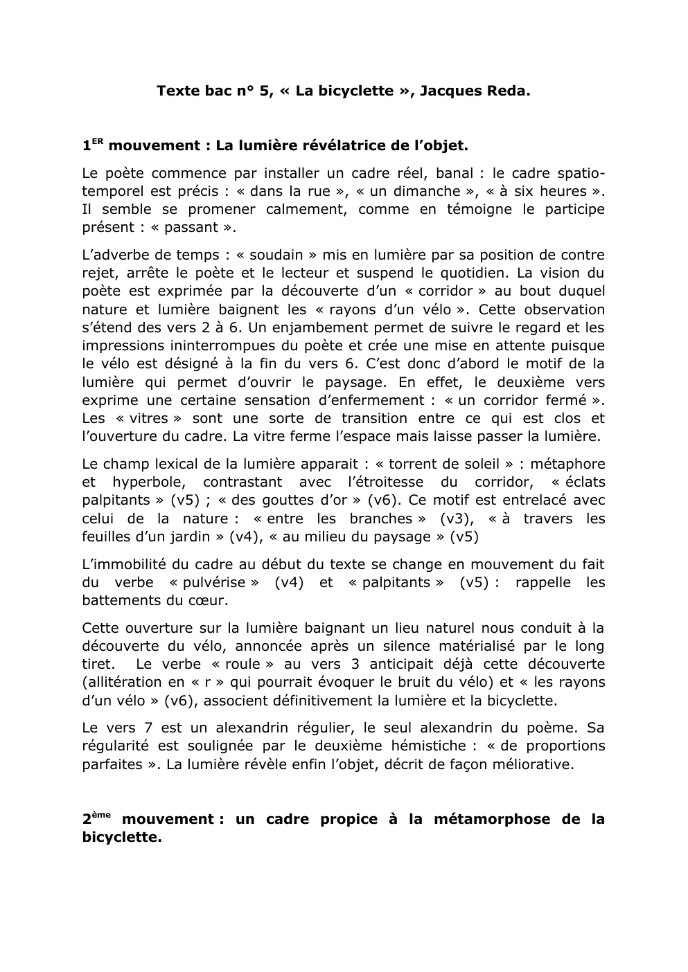 Prévisualisation du document Explication linéaire poème La bicyclette de Jacques Reda.