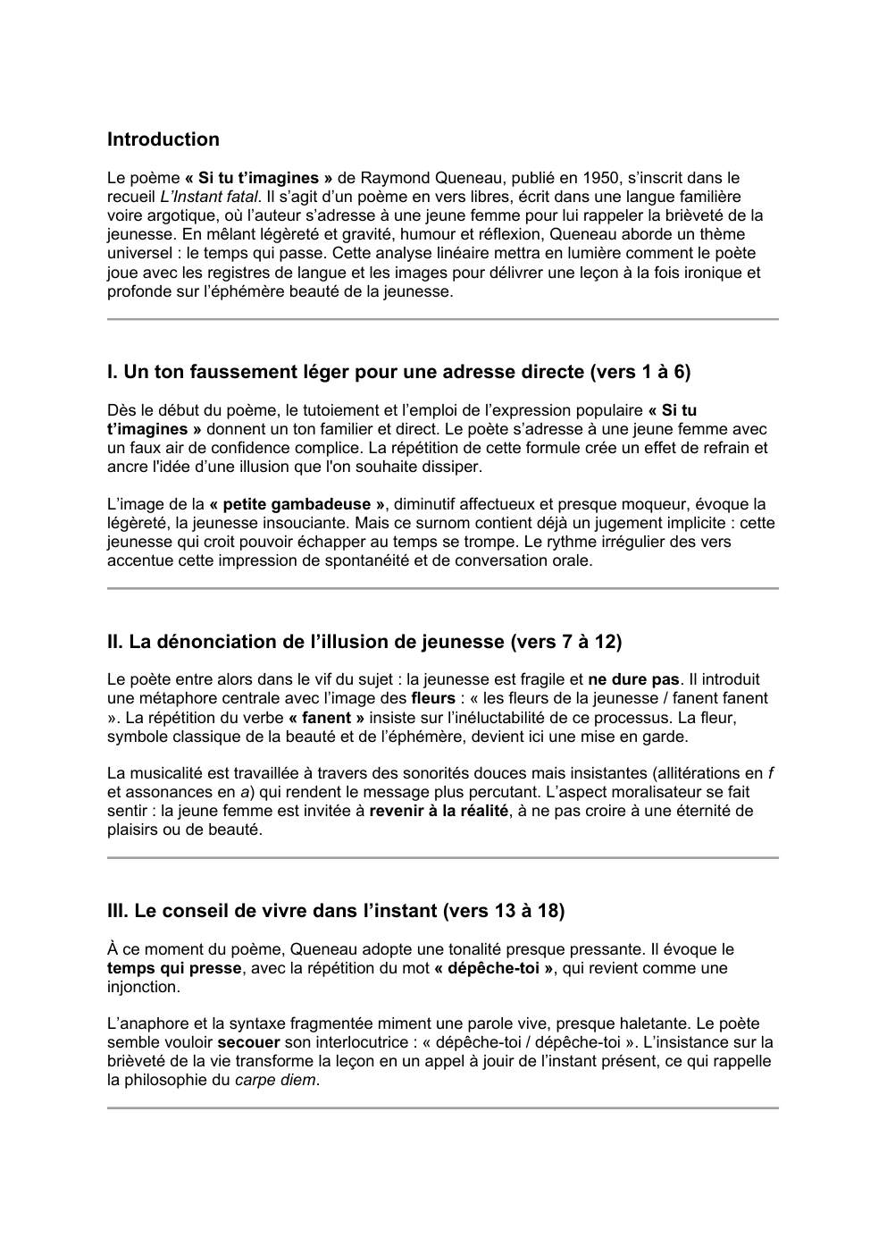 Prévisualisation du document Explication Lineaire Si tu t'imagines