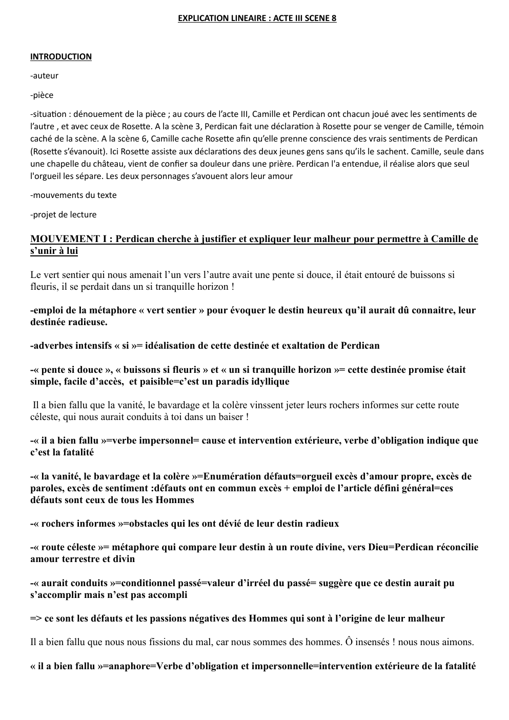 Prévisualisation du document explication Musset dénouement: EXPLICATION LINEAIRE : ACTE III SCENE 8
