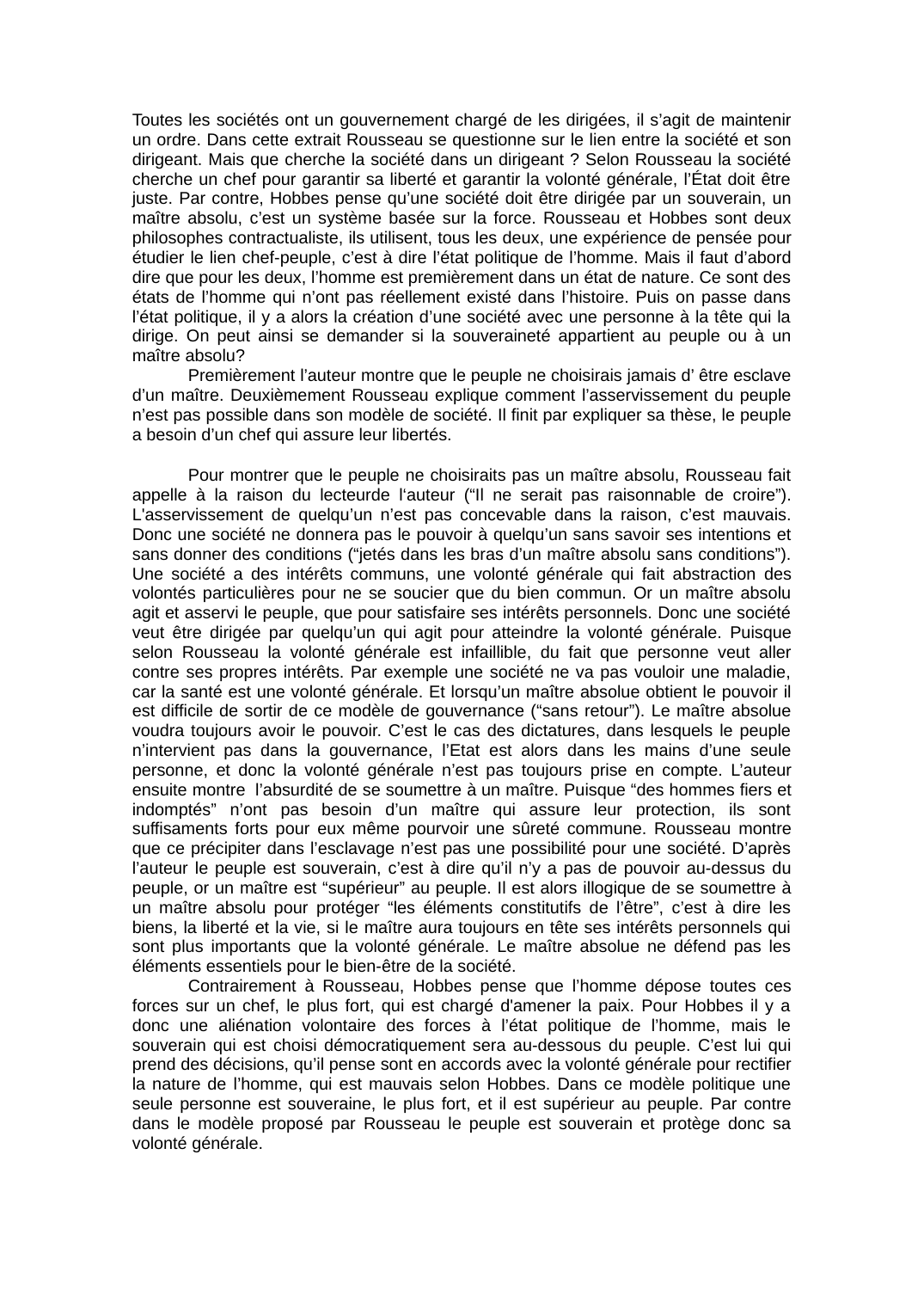 Prévisualisation du document Explication texte Rousseau sur la liberté