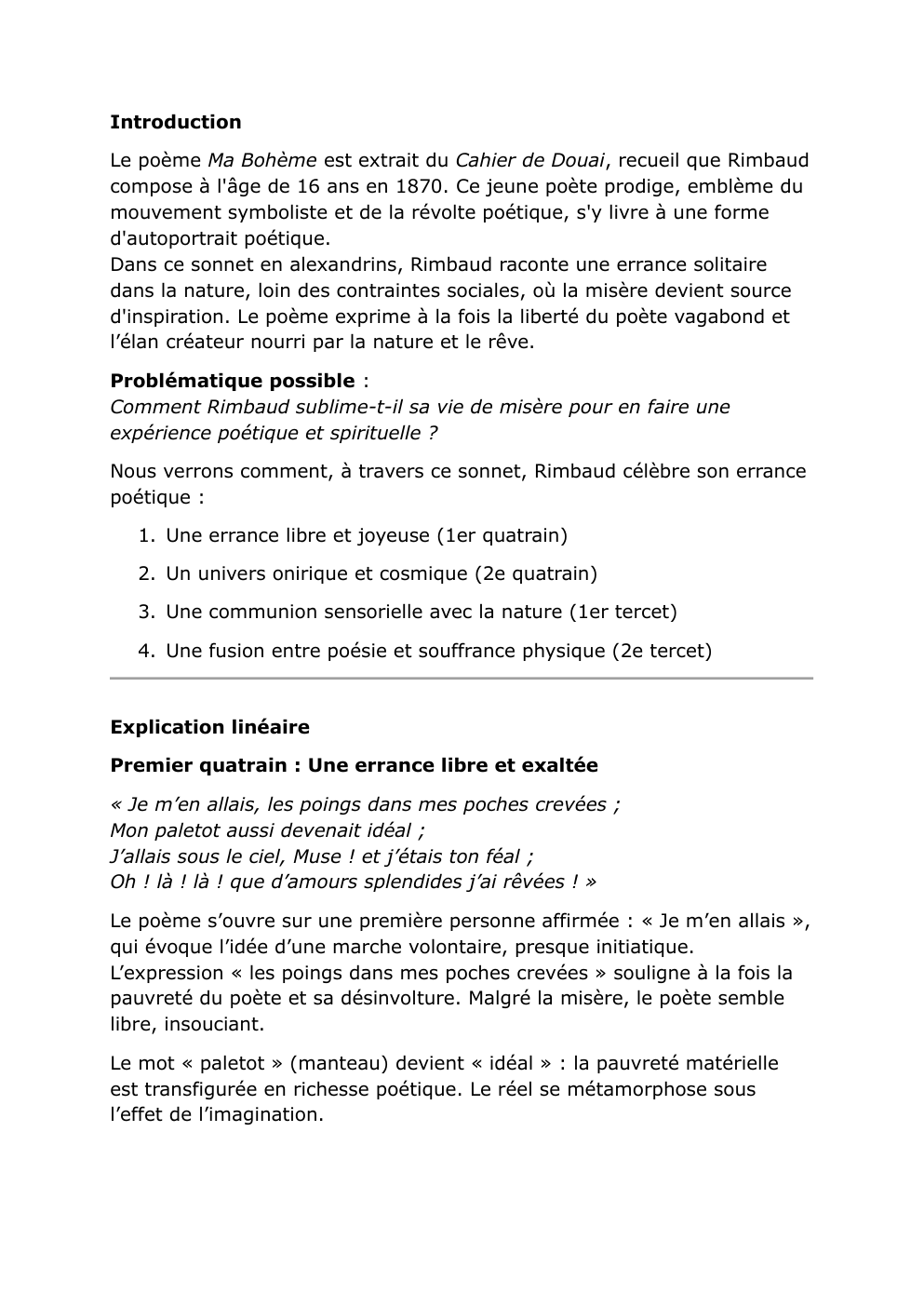Prévisualisation du document explications linéaire ma boheme arthur rimbaud
