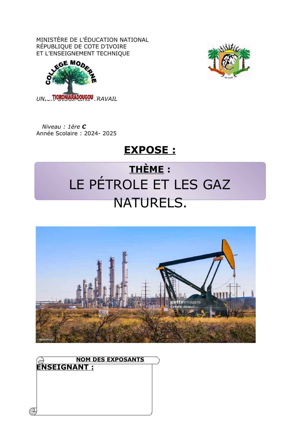 Prévisualisation du document EXPOSÉ 2 PÉTROLE ET GAZ NATUREL