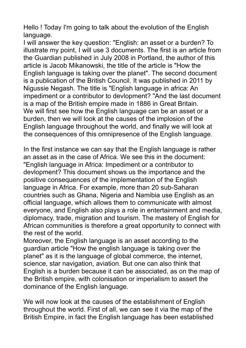 Prévisualisation du document exposé Anglais sur l'évolution de la langue anglaise