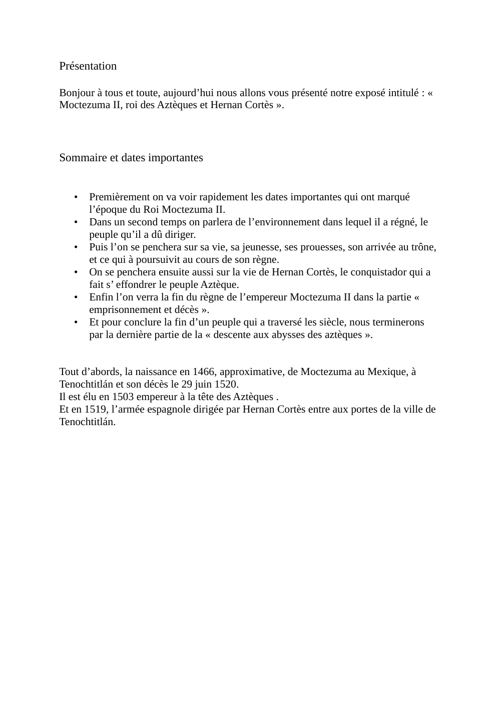 Prévisualisation du document Exposé Aztèques seconde