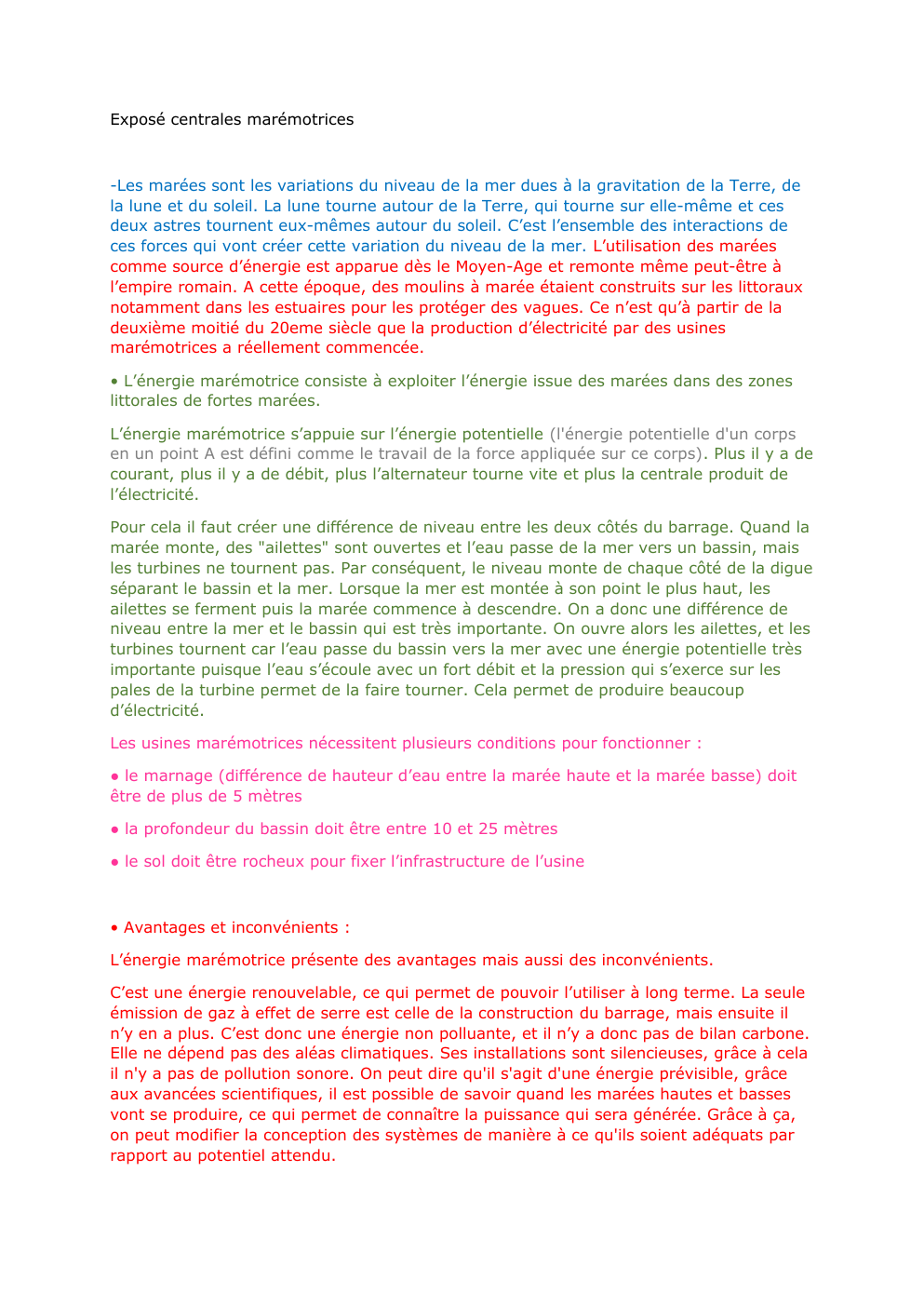 Prévisualisation du document Exposé centrales marémotrices
