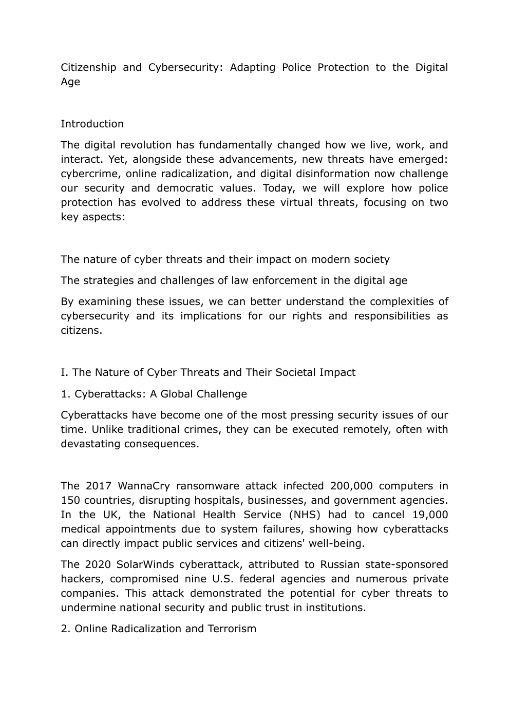 Prévisualisation du document Exposé Citizenship and Cybersecurity