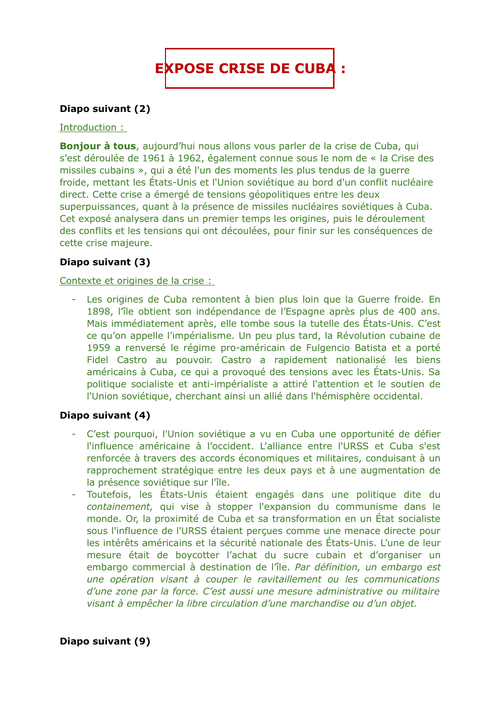 Prévisualisation du document Exposé crise de Cuba