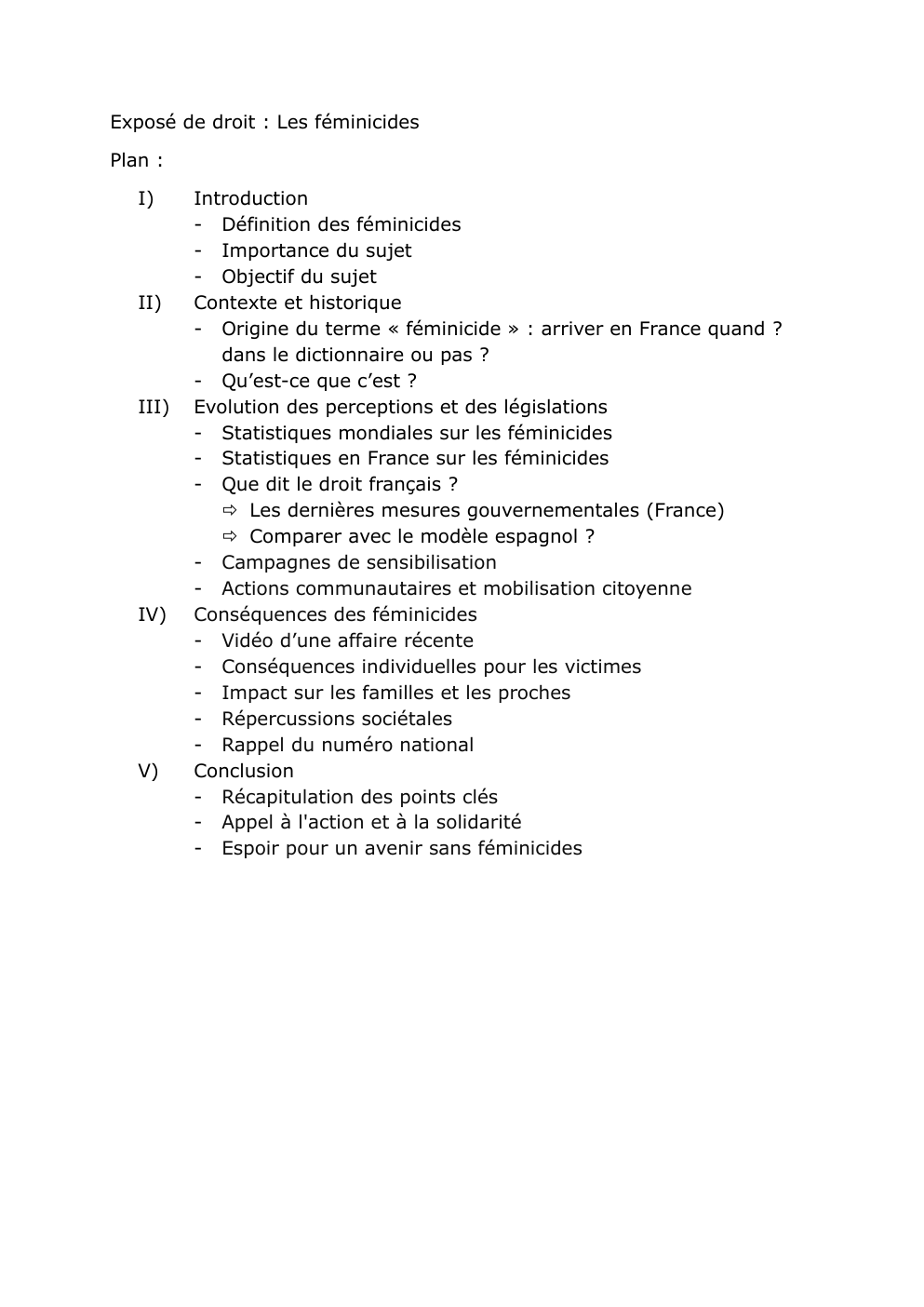 Prévisualisation du document Exposé de droit : Les féminicides