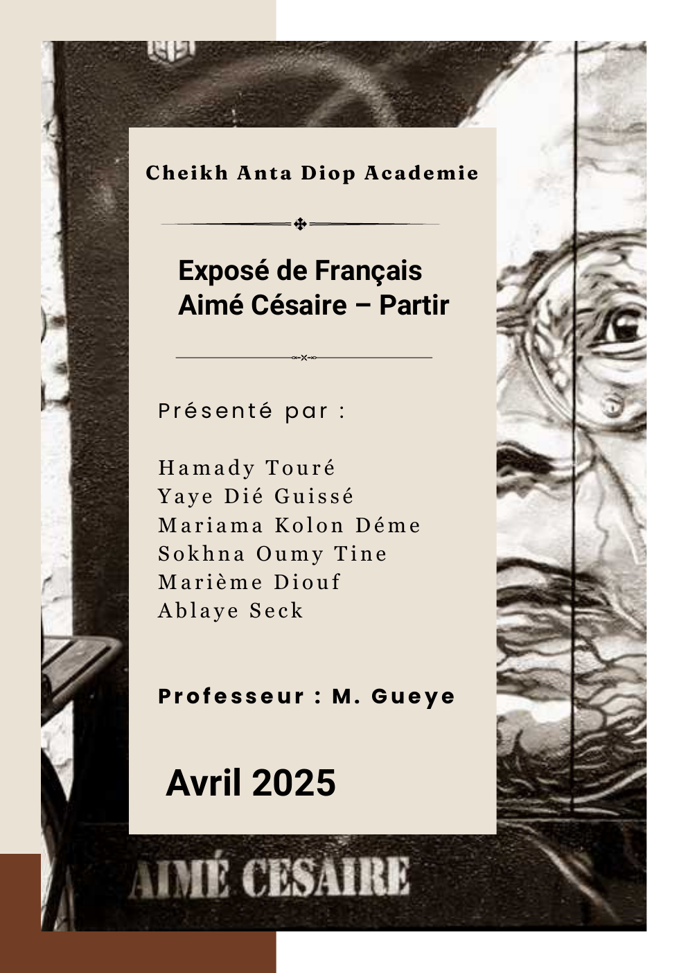 Prévisualisation du document Exposé de Français Aimé Césaire – Partir