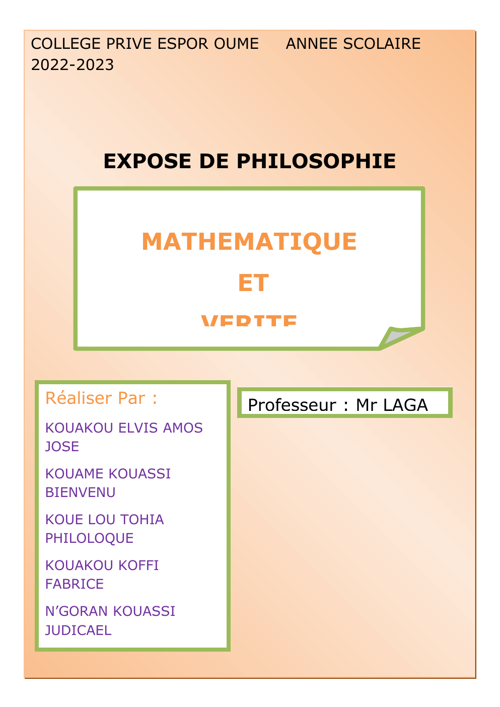 Prévisualisation du document EXPOSE DE PHILOSOPHIE  MATHEMATIQUE ET VERITE