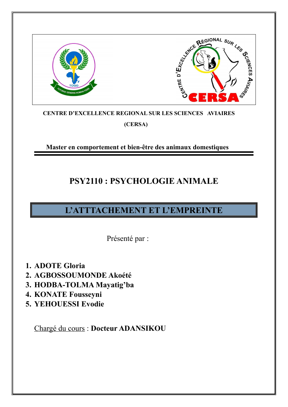 Prévisualisation du document Exposé de psychologie animale L’ATTTACHEMENT ET L’EMPREINTE