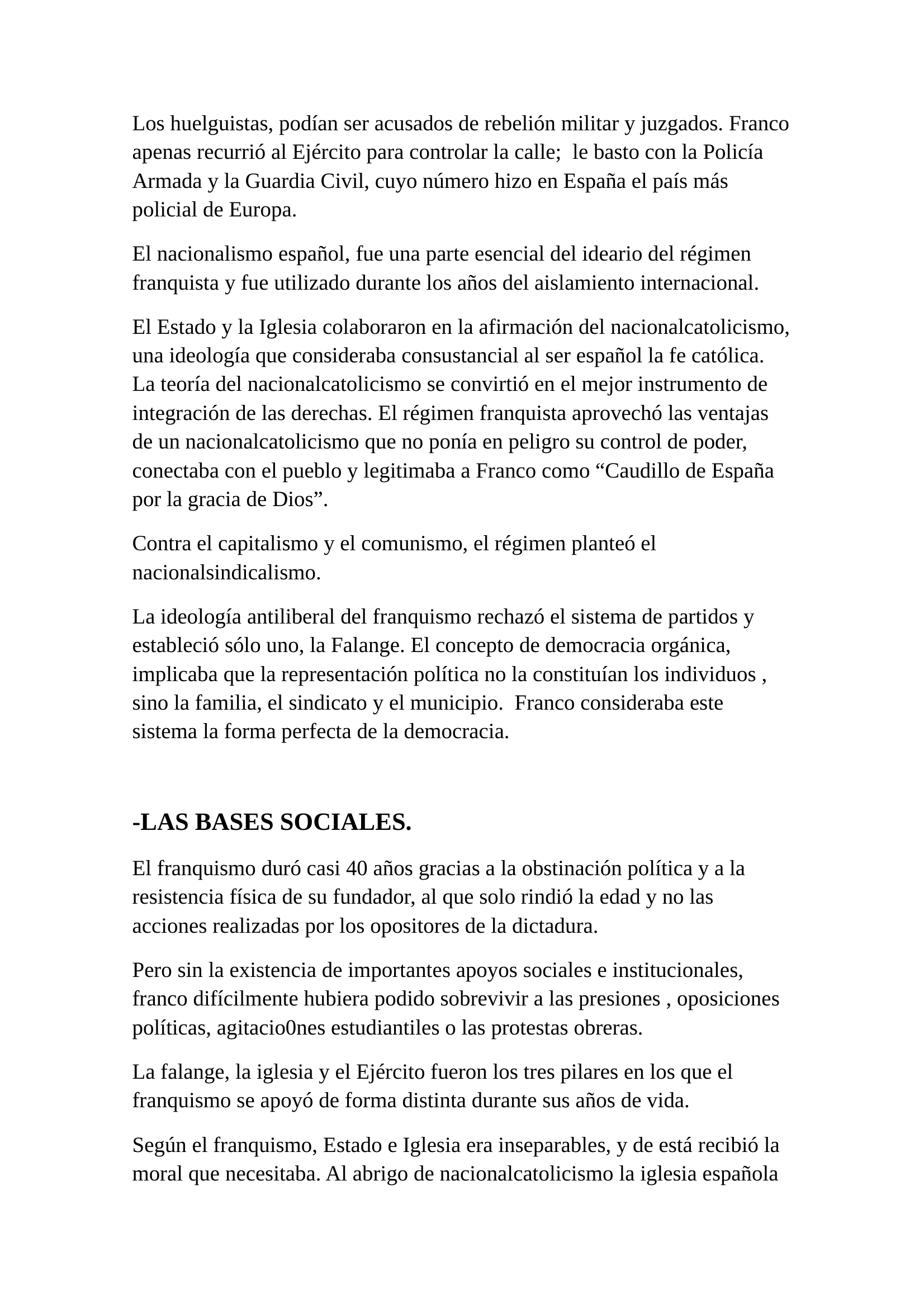 Prévisualisation du document exposé d'histoire espagnole mise en place du franquisme écrit en espagnol