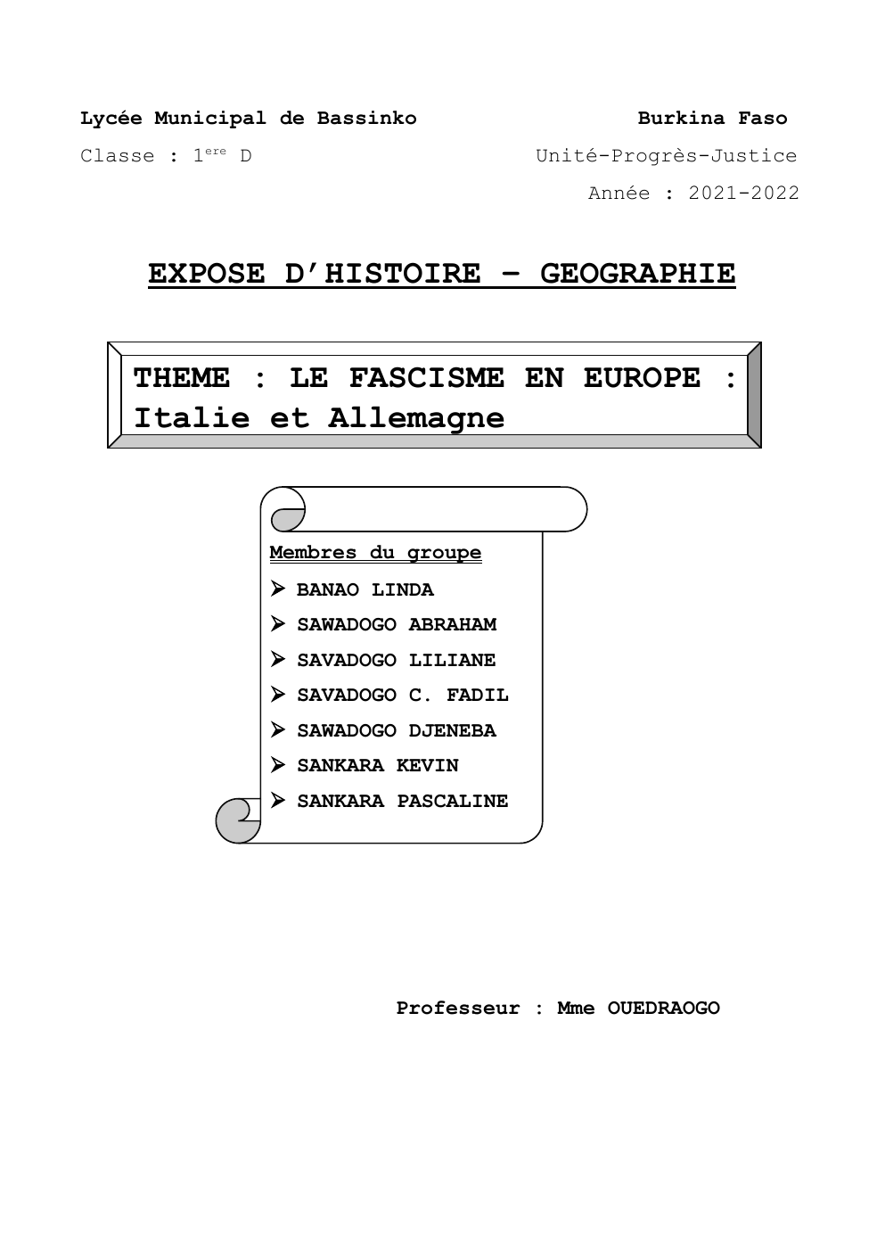 Prévisualisation du document EXPOSE D’HISTOIRE – GEOGRAPHIE THEME : LE FASCISME EN EUROPE : Italie et Allemagne