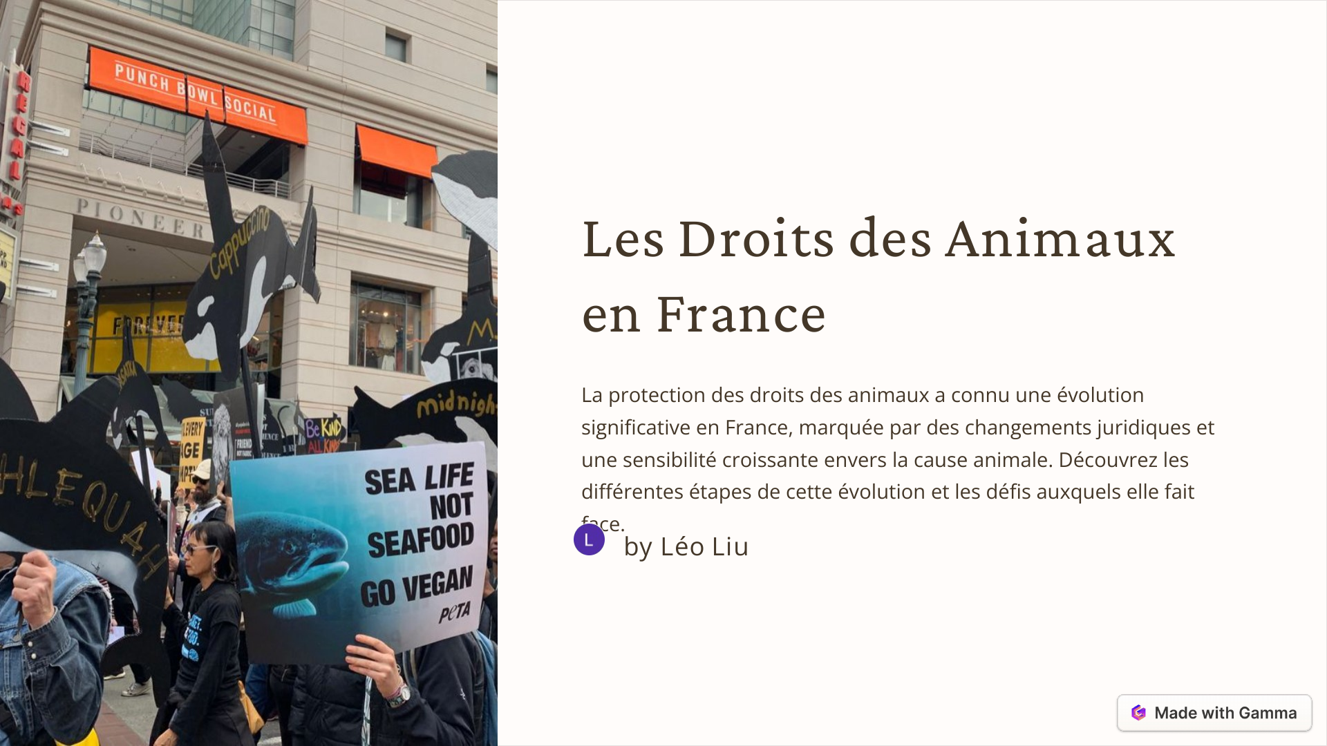 Prévisualisation du document exposé droits Les Droits des Animaux en France