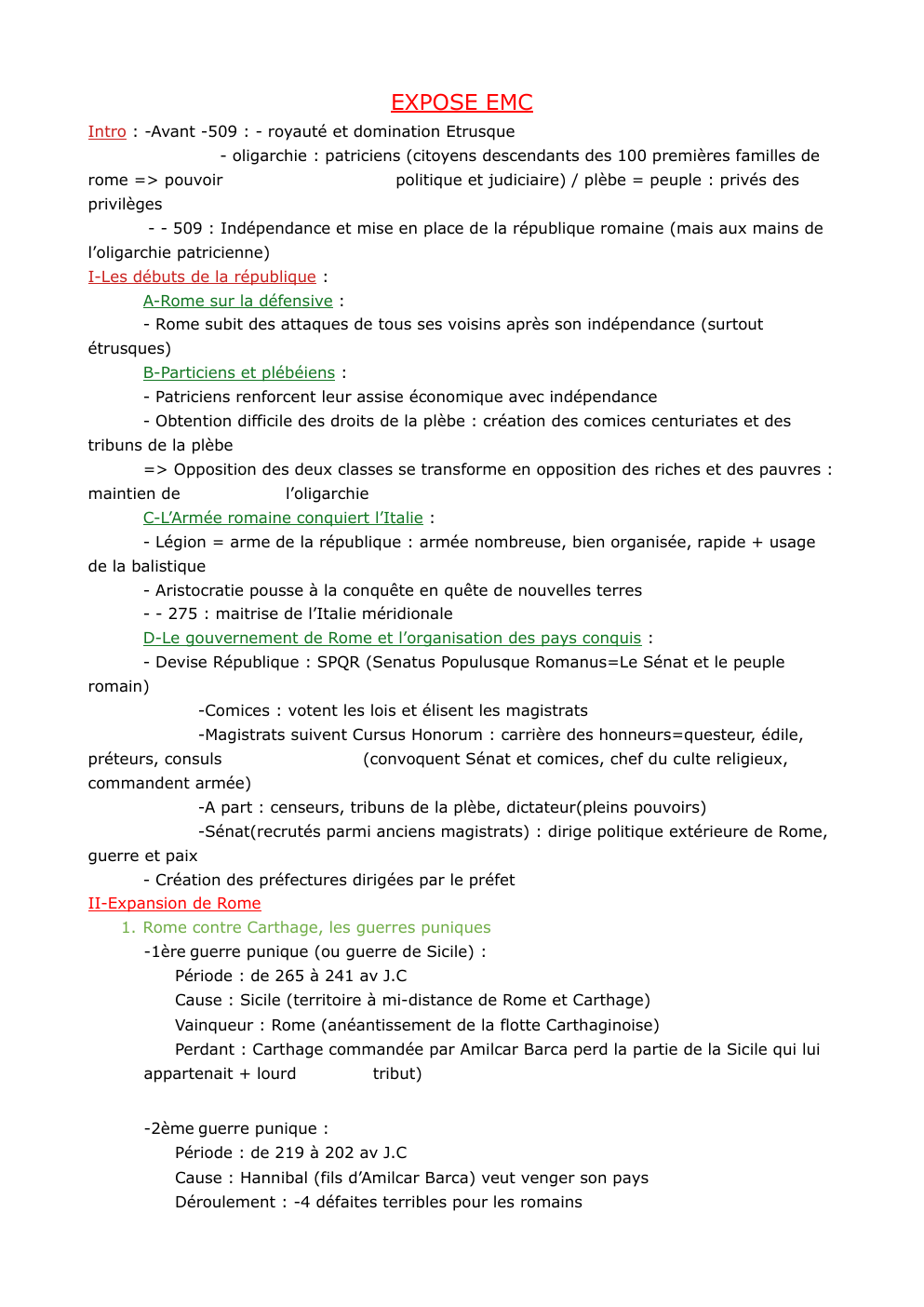 Prévisualisation du document EXPOSE EMC: Exposé sur La République Romaine