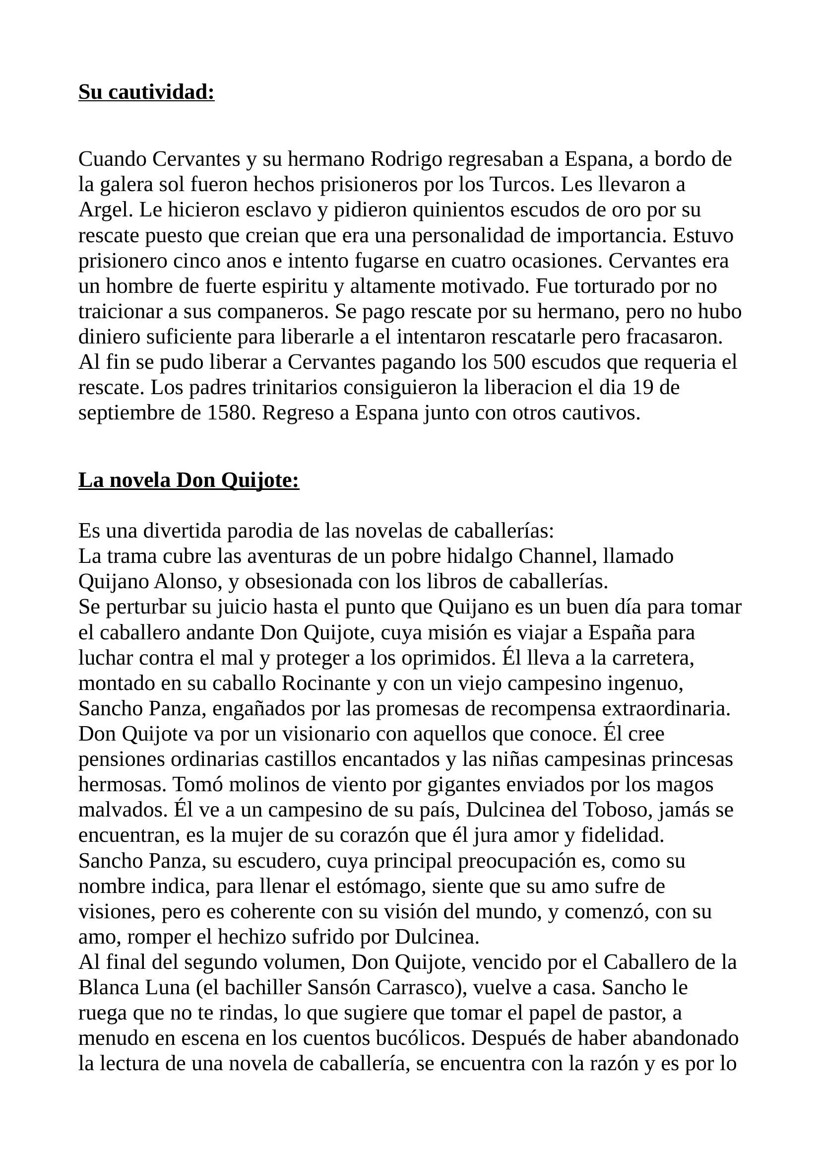 Prévisualisation du document Exposé Espagnol Miguel de Cervantes Saavedra