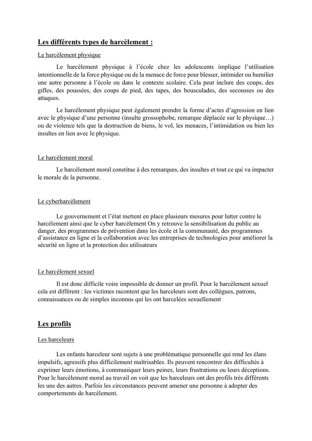 Prévisualisation du document Exposé harcèlement