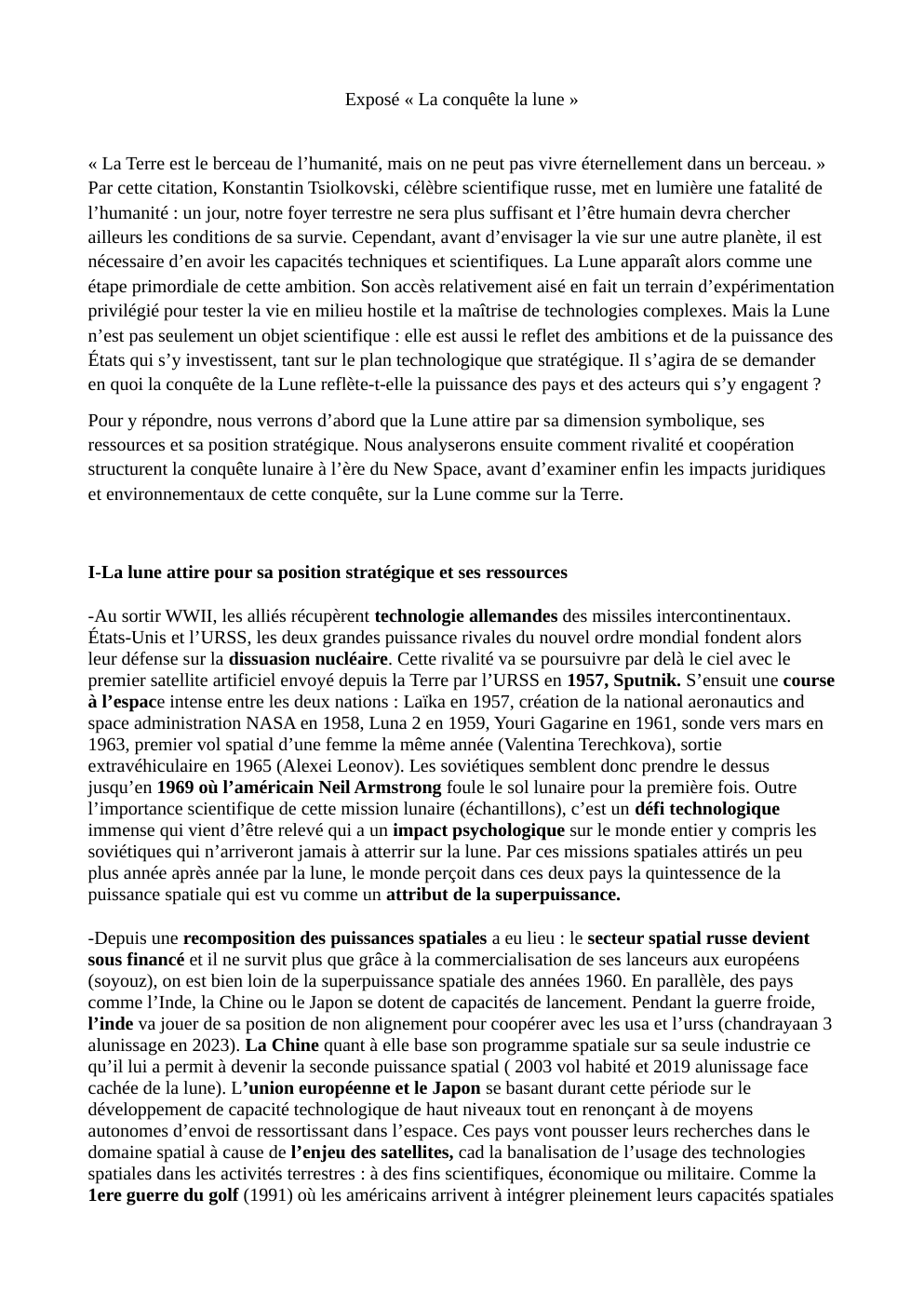 Prévisualisation du document Exposé « La conquête la lune »