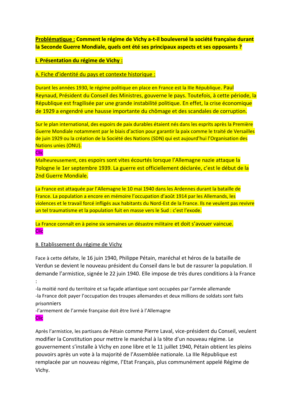 Prévisualisation du document Exposé - La France sous le régime de Vichy