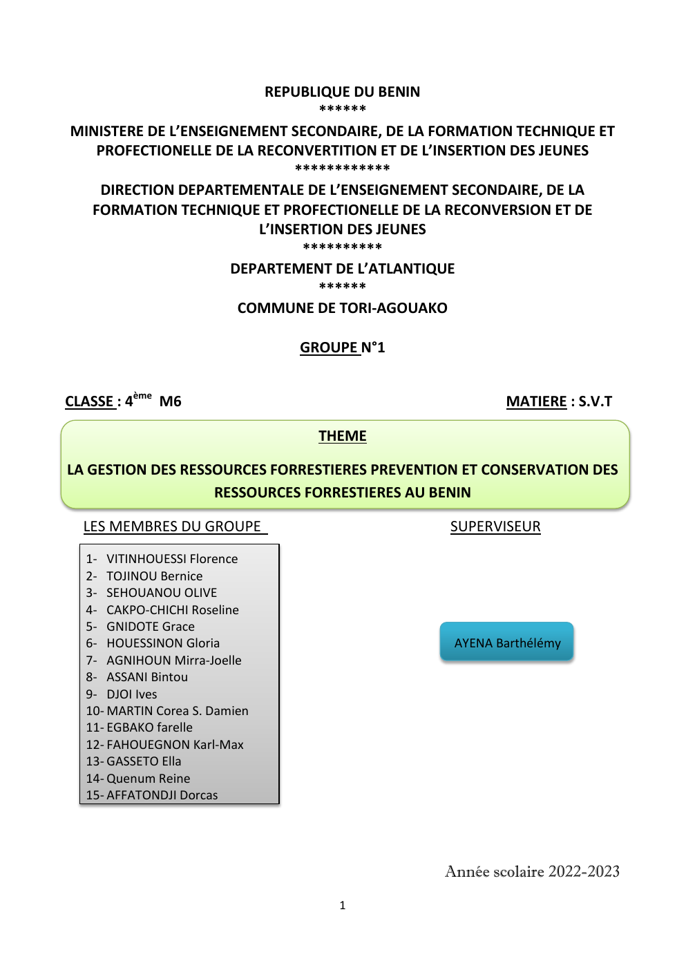Prévisualisation du document Exposé la gestion des ressources forestières 4ème pdf