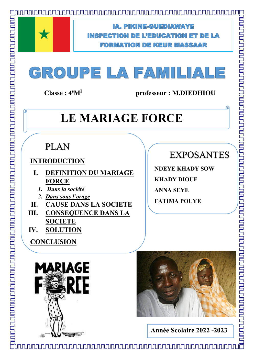 Prévisualisation du document exposé: LE MARIAGE FORCE