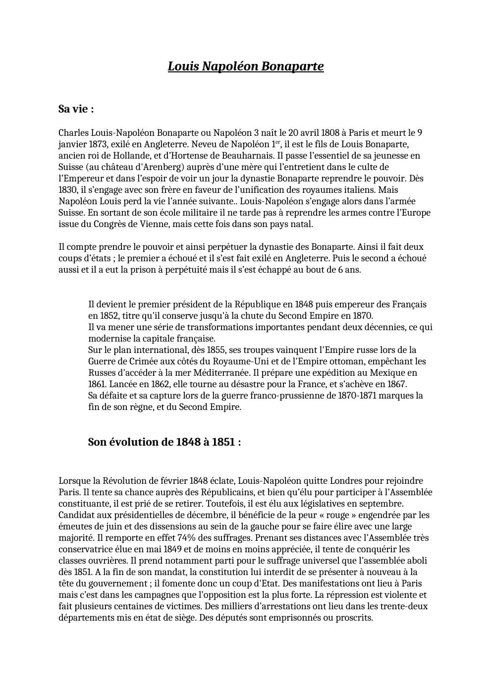 Prévisualisation du document Exposé Louis Napoléon Bonaparte